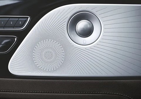 Two speakers of the available audio system are shown in a 2023 Lincoln Aviator® SUV | Vance Lincoln in Miami OK