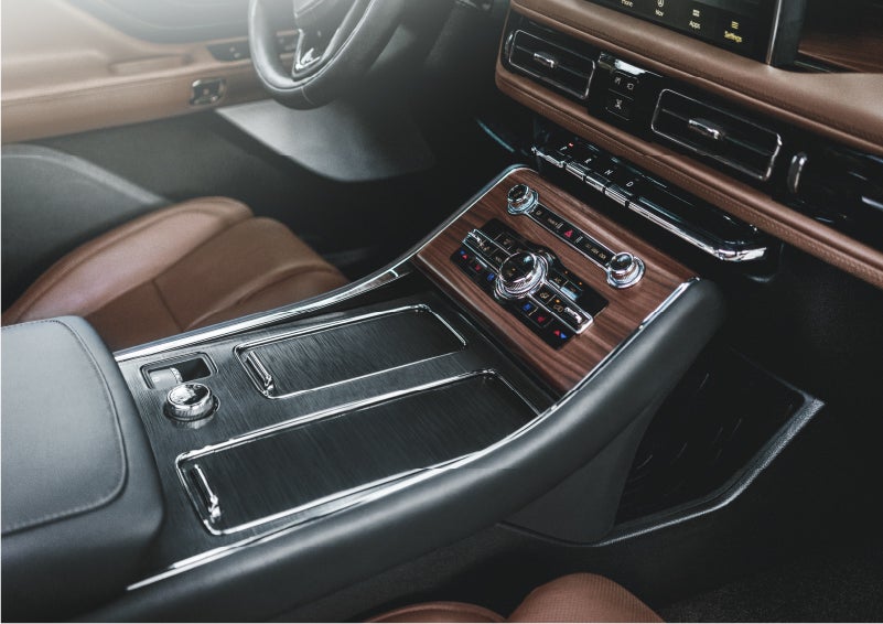 The front center console of a 2023 Lincoln Aviator® SUV is shown in | Vance Lincoln in Miami OK