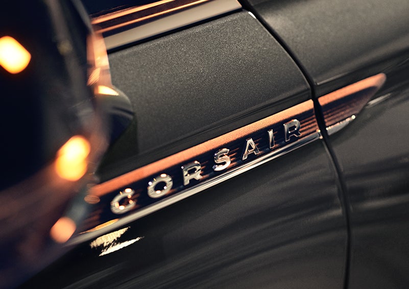 The stylish chrome badge reading “CORSAIR” is shown on the exterior of the vehicle. | Vance Lincoln in Miami OK