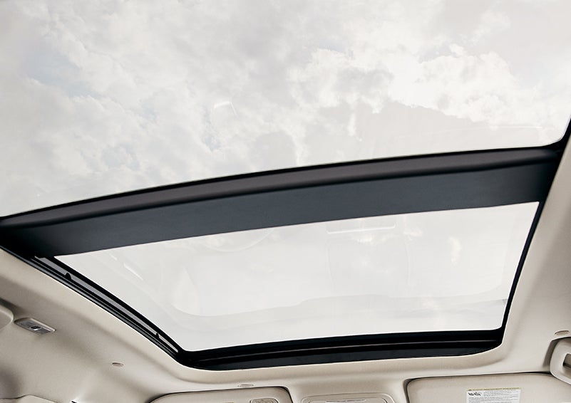 The available panoramic Vista Roof® is shown from inside a 2024 Lincoln Corsair® SUV. | Vance Lincoln in Miami OK
