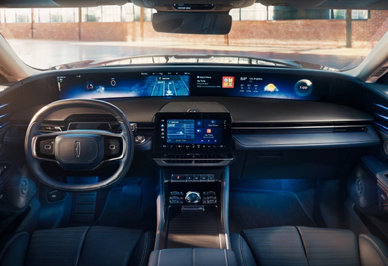 A large panoramic display is shown on the dashboard of a 2024 Lincoln Nautilus® SUV | Vance Lincoln in Miami OK