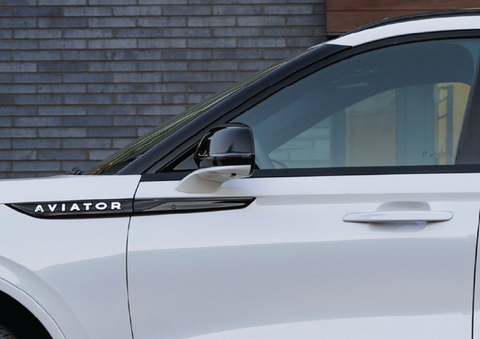 The driver’s door of a white 2025 Lincoln Aviator® SUV is showcased. | Vance Lincoln in Miami OK