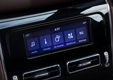 Driver controls like music, temperature, air quality, settings, and heat/cool seats are shown. | Vance Lincoln in Miami OK