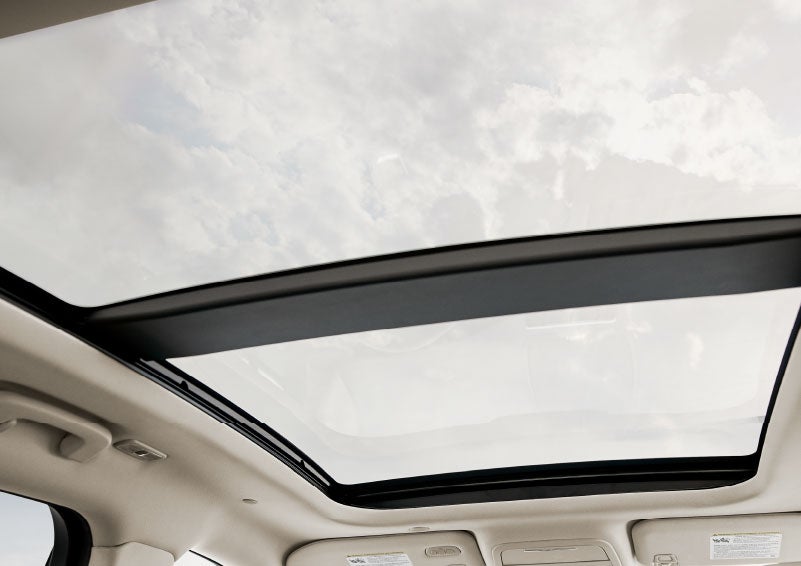 The available panoramic Vista Roof® is shown from inside a 2024 Lincoln Corsair® SUV. | Vance Lincoln in Miami OK