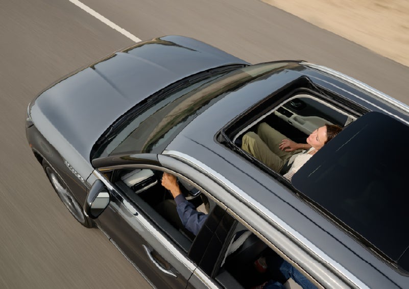 The available panoramic Vista Roof® of a 2027 Lincoln Aviator® SUV is open. | Vance Lincoln in Miami OK